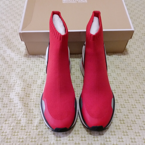 mickey stretch knit and leather sock sneaker